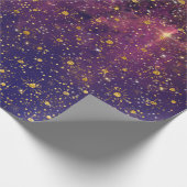 Golden Stars Confetti Celestial Firmament Roze Cadeaupapier (Hoek)