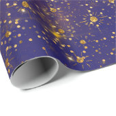 Golden Stars Confetti Celestial Firmament Roze Cadeaupapier (Rol Hoek)