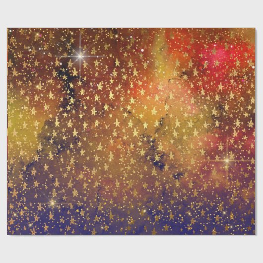 Golden Stars Confetti Celestial Galaxy Firmament Cadeaupapier (Vlak)