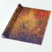 Golden Stars Confetti Celestial Galaxy Firmament Cadeaupapier (Uitgerold)