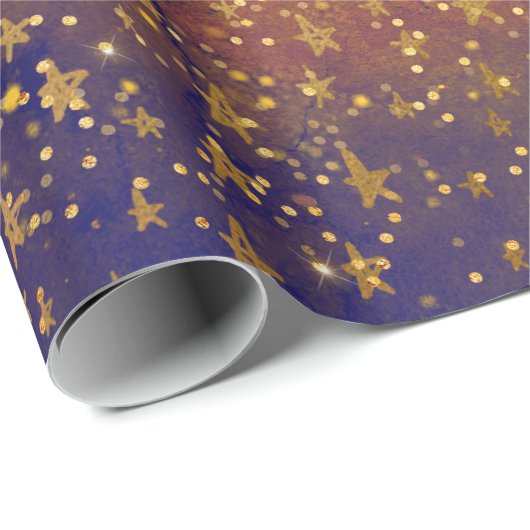 Golden Stars Confetti Celestial Galaxy Firmament Cadeaupapier (Rol Hoek)