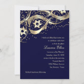 Golden Stars Confetti Flourish Bat Mitzvah Kaart (Voorkant)