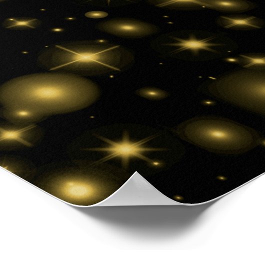 Golden Stars en Sparkles op Black Poster (Hoek)