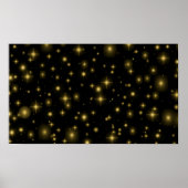Golden Stars en Sparkles op Black Poster (Voorkant)