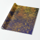 Golden Stars Galaxy Celestial Firmament Mustard Cadeaupapier (Uitgerold)