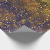 Golden Stars Galaxy Celestial Firmament Mustard Cadeaupapier (Hoek)