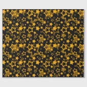 Golden Stars Glitter Pattern Design Cadeaupapier (Vlak)