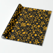 Golden Stars Glitter Pattern Design Cadeaupapier (Uitgerold)