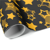 Golden Stars Glitter Pattern Design Cadeaupapier (Rol Hoek)