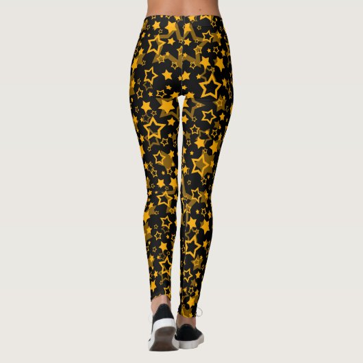 Golden Stars Glitter Pattern Design Leggings (Achterkant)