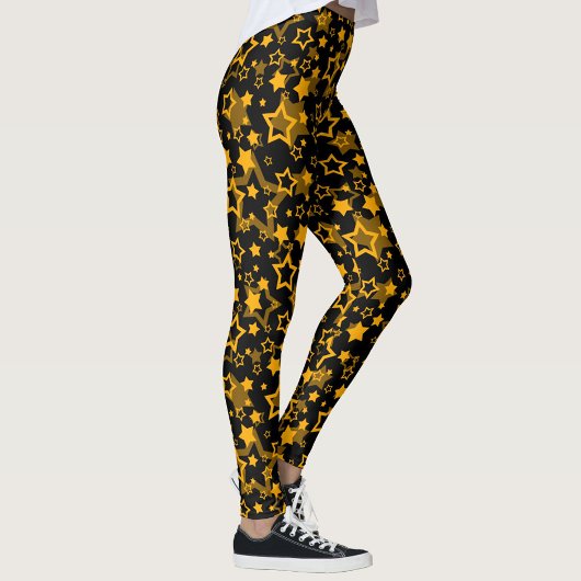 Golden Stars Glitter Pattern Design Leggings