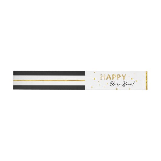 Golden Stars - Happy New Year Wraparound Labels Adreslabel Wikkel (Individueel)