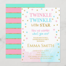 Golden Stars Little Star Geslacht onthullen uitnod