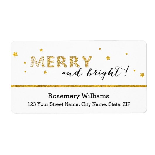 Golden Stars - Merry and Bright Shipping Labels (Voorkant)