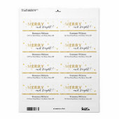 Golden Stars - Merry and Bright Shipping Labels (Full Sheet)