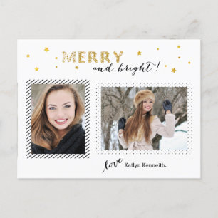 Golden Stars - Merry en Bright Briefkaart