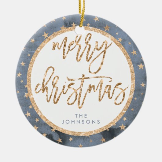Golden Stars Merry Ornament keramische keramische  (Voorkant)