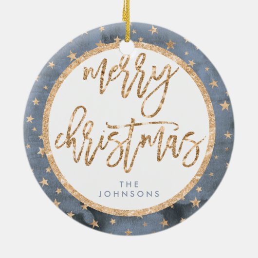 Golden Stars Merry Ornament keramische keramische  (Achterkant)