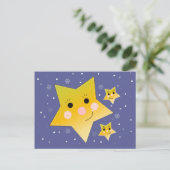 Golden Stars op een blauwe achtergrond Briefkaart (Staand voorkant)