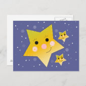 Golden Stars op een blauwe achtergrond Briefkaart (Voorkant / Achterkant)