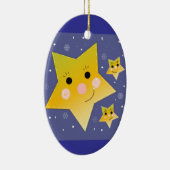 Golden Stars op een blauwe achtergrond Keramisch Ornament (Rechts)