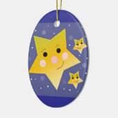 Golden Stars op een blauwe achtergrond Keramisch Ornament (Links)