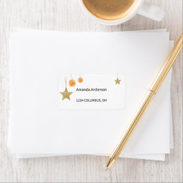 Golden Stars Ornamenten en Sinaasappels Etiket