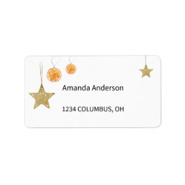 Golden Stars Ornamenten en Sinaasappels Etiket