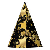 Golden Stars Party Pet-Black Feesthoedjes (Achterkant)