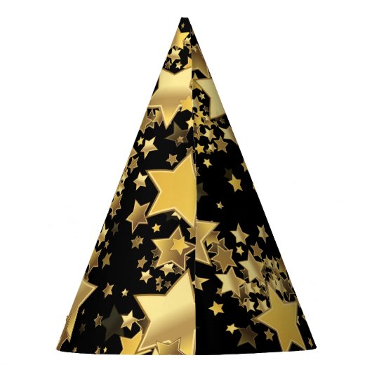 Golden Stars Party Pet-Black Feesthoedjes (Achterkant)