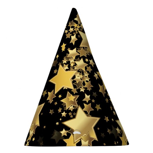 Golden Stars Party Pet-Black Feesthoedjes (Rechts)