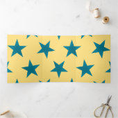 Golden Stars Pattern 18 Drieluik Wenskaart (Binnen)