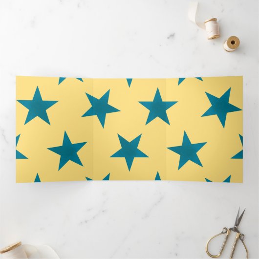 Golden Stars Pattern 18 Drieluik Wenskaart (Binnen)