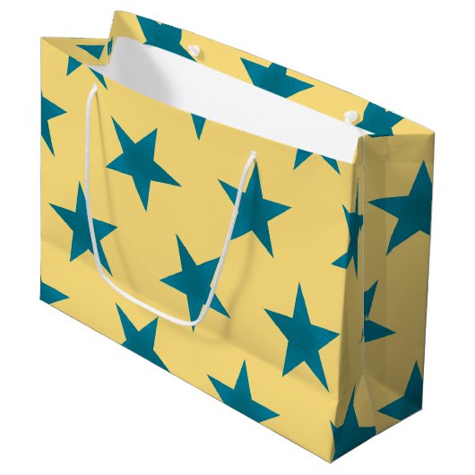 Golden Stars Pattern 18 Groot Cadeauzakje (Voorkant Gekanteld)