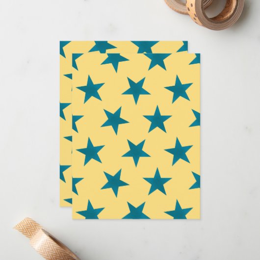 Golden Stars Pattern 18 Notitiekaartje (Voorkant / Achterkant in situ)