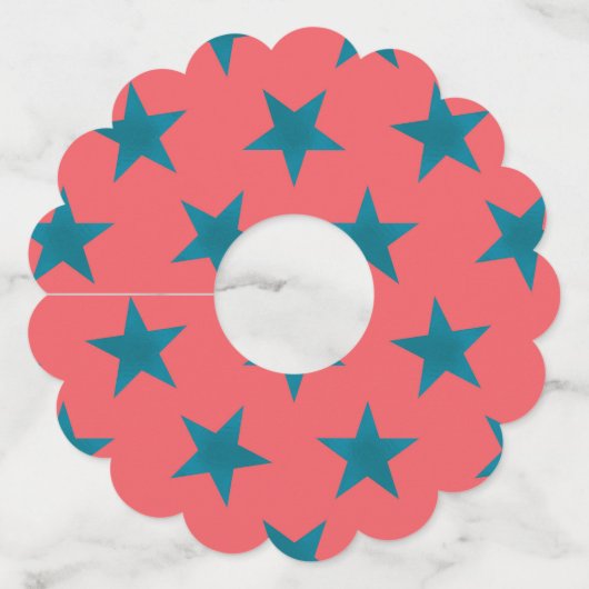 Golden Stars Pattern 19 Wijnglaslabel (Achterkant)