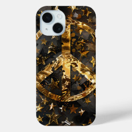 Golden Stars Peace Symbool Telefoonhoes iPhone 15 Case