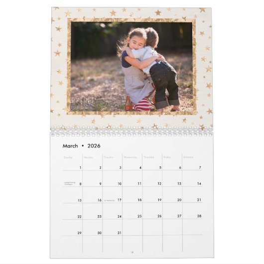 Golden Stars Photo Calendar Cream Kalender (Mar 2026)