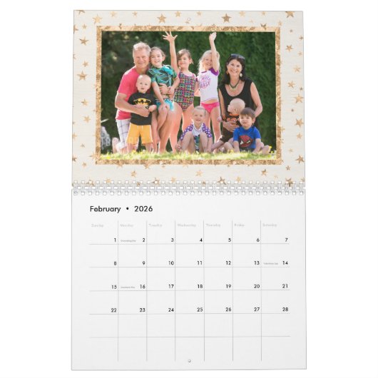Golden Stars Photo Calendar Cream Kalender (Feb 2026)