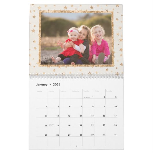 Golden Stars Photo Calendar Cream Kalender (Jan 2026)