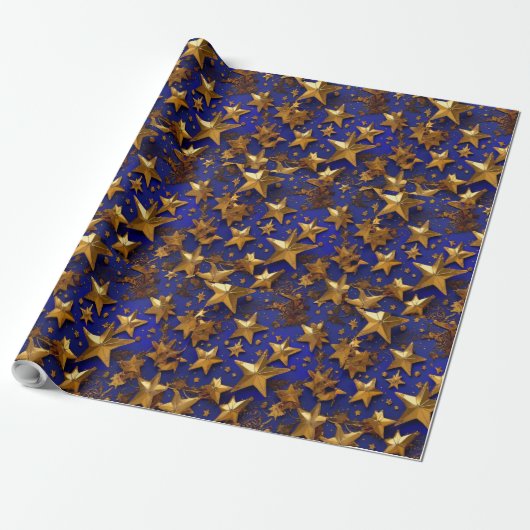 Golden Stars Print Wrapping Sheet Cadeaupapier (Uitgerold)