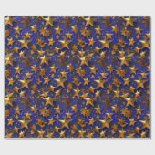 Golden Stars Print Wrapping Sheet Cadeaupapier (Vlak)