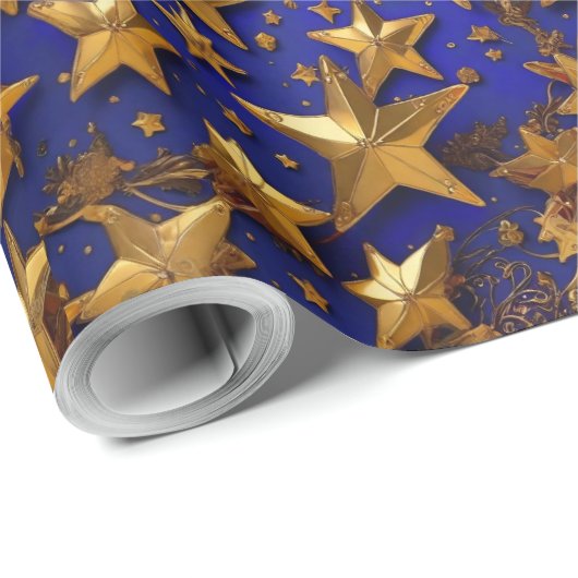 Golden Stars Print Wrapping Sheet Cadeaupapier (Rol Hoek)