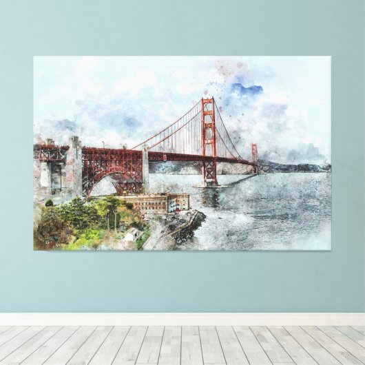 Golden State Bridge San Francisco Canvas Afdruk (Insitu (Houten vloer))