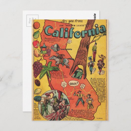 Golden State of California Facts Briefkaart (Voorkant / Achterkant)