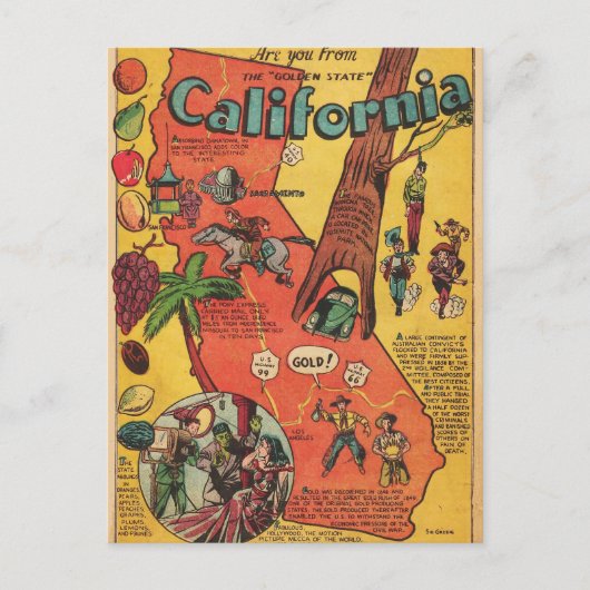 Golden State of California Facts Briefkaart (Voorkant)