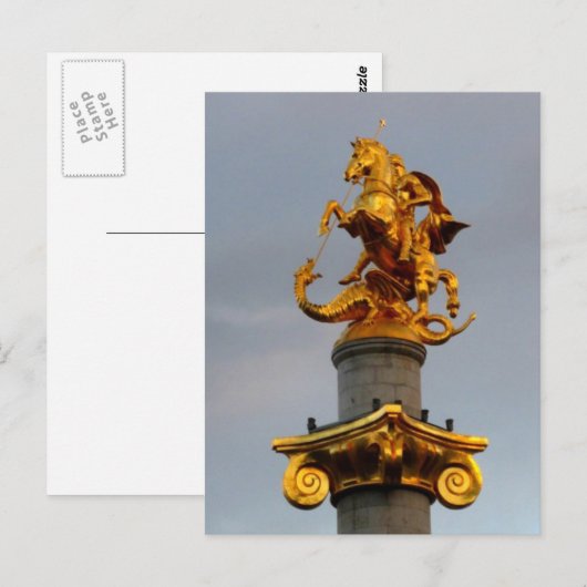 Golden Statue of Saint George, Republiek Georgië Briefkaart (Voorkant / Achterkant)