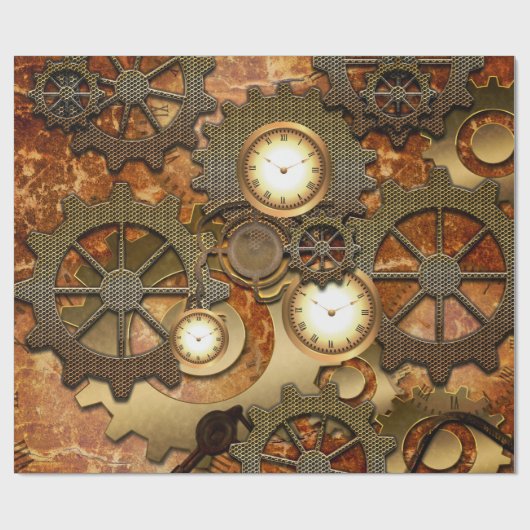 Golden steampunk cadeaupapier (Vlak)