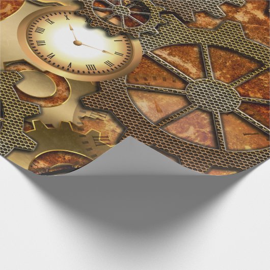 Golden steampunk cadeaupapier (Hoek)