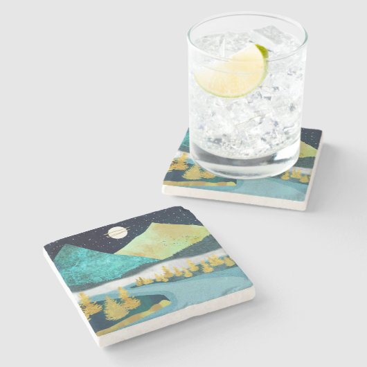 Golden Stenen Onderzetter (Zijkant)